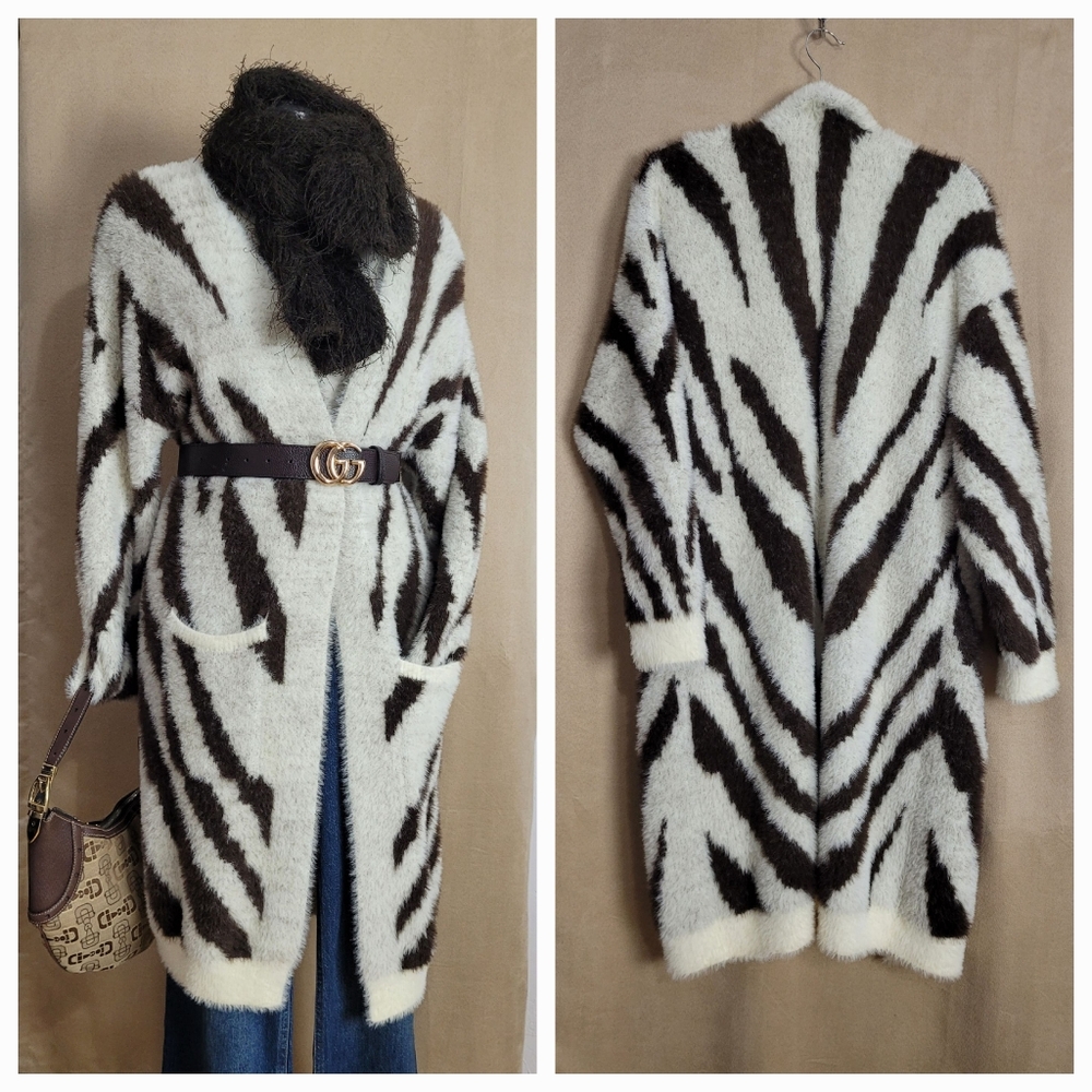 KNIT Long Cardigan / Coat / M - Picture 3 of 7